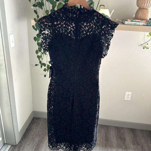 En Focus Studio Black Floral Lace Sheath Dress NWT Size 6 Cocktail Formal Midi - Picture 2 of 9